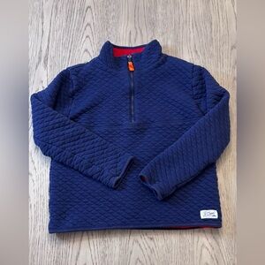 J.Crew Quilted Jersey Reversible Half-Zip Sweatshirt In Blue & Red Size M